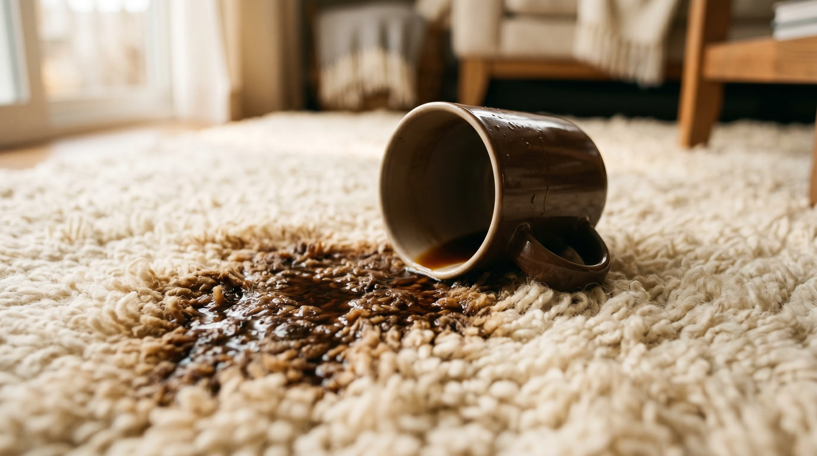 Close up view of a clean, luxurious wool carpet texture